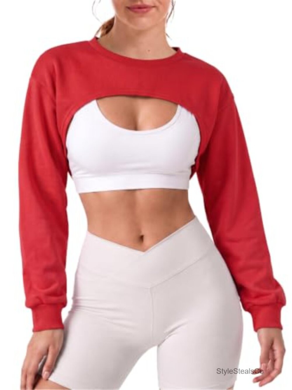 Women's Sheer Fishnet Cropped Shrug Sweatshirt Long Sleeve Mesh Bolero Pullover